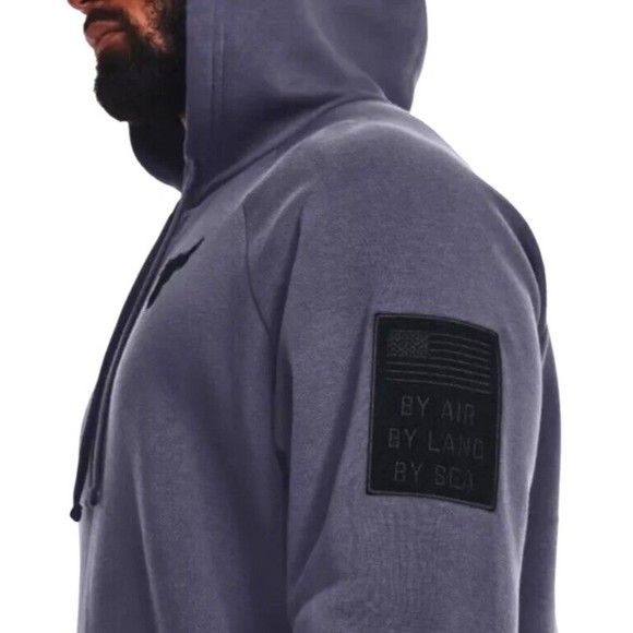 New Under Armour Project Rock Veterans Day Hoodie Navy 1373582 Mens M - Picture 4 of 10